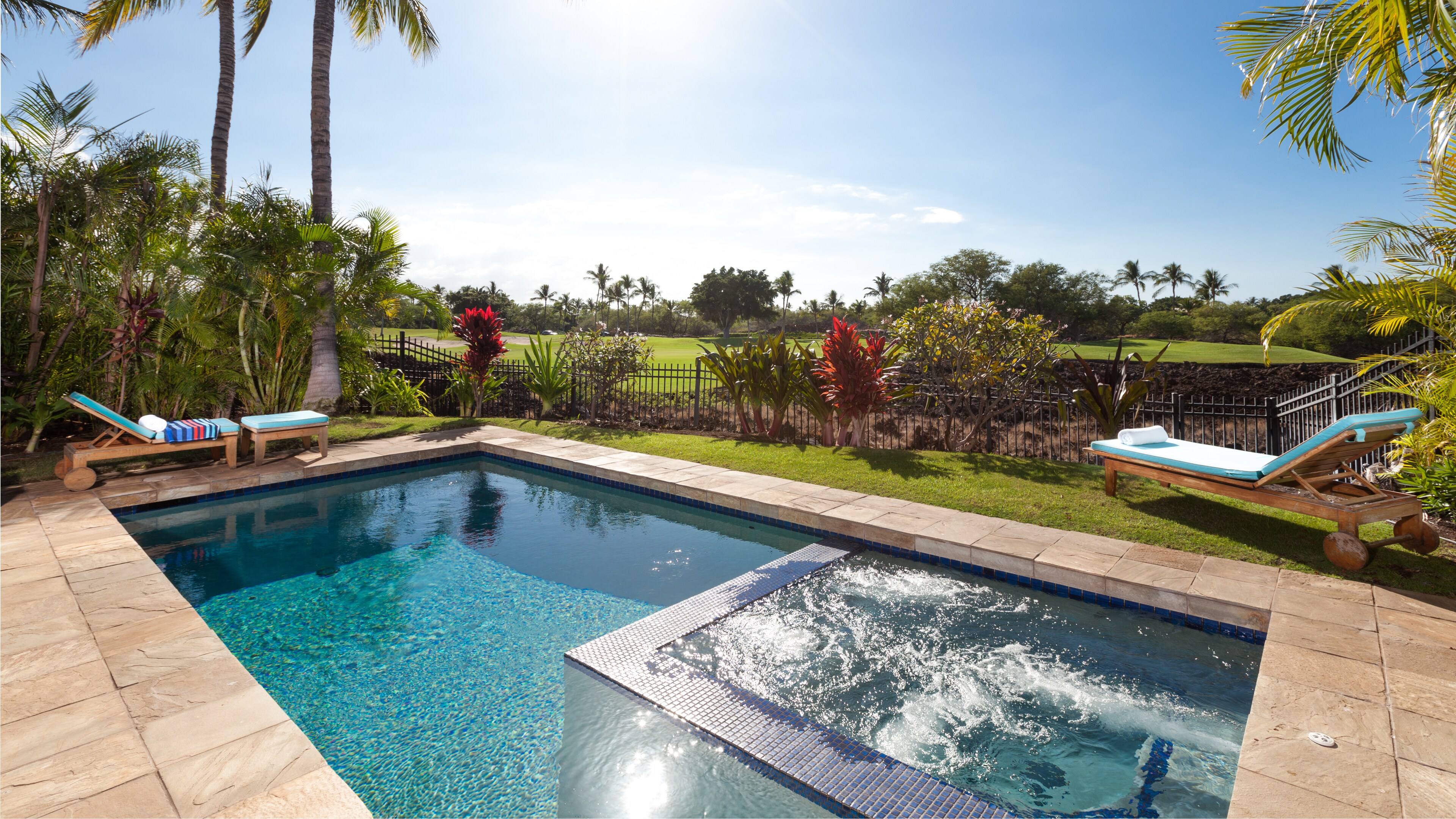 Private pool and spa overlooking the Mauna Lani Golf Course