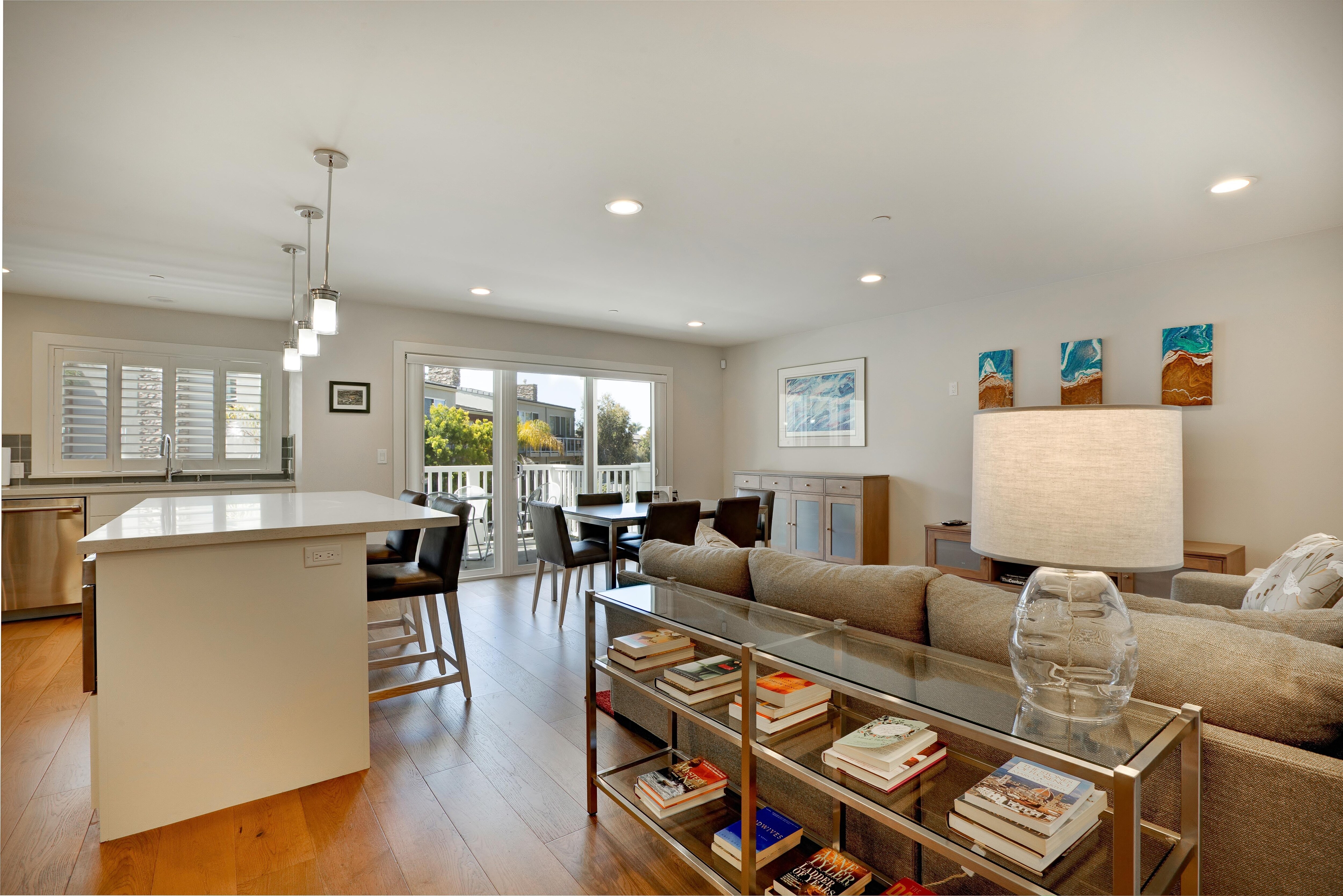 Natural light fills the living room.