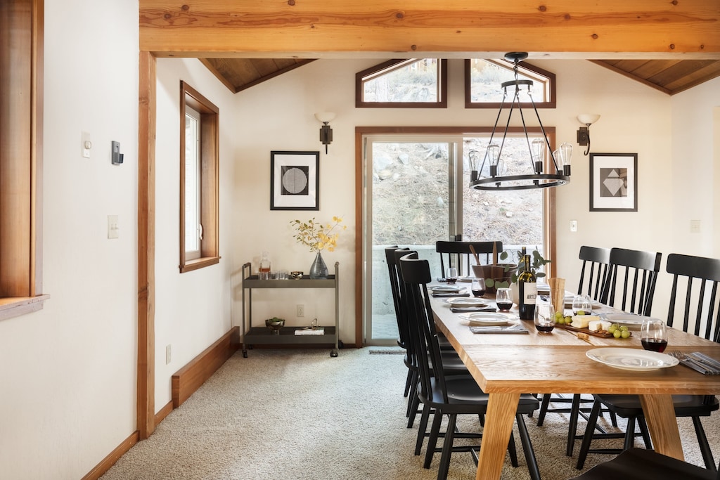 Have a dinner party at the table for eight.