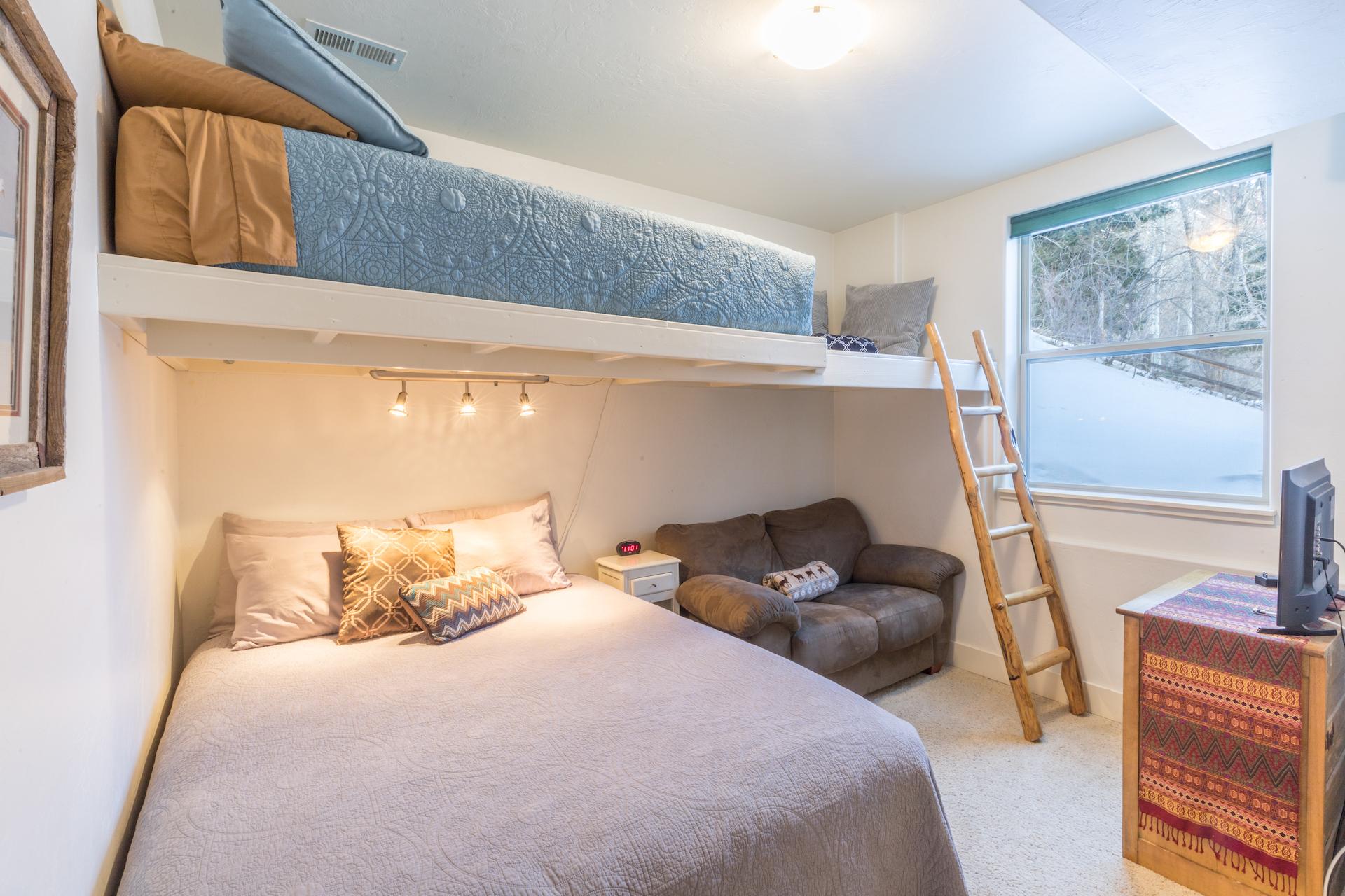 Guest Bedroom with Queen Bed and Loft Bed Guest Bedroom with Queen Bed and Loft Bed