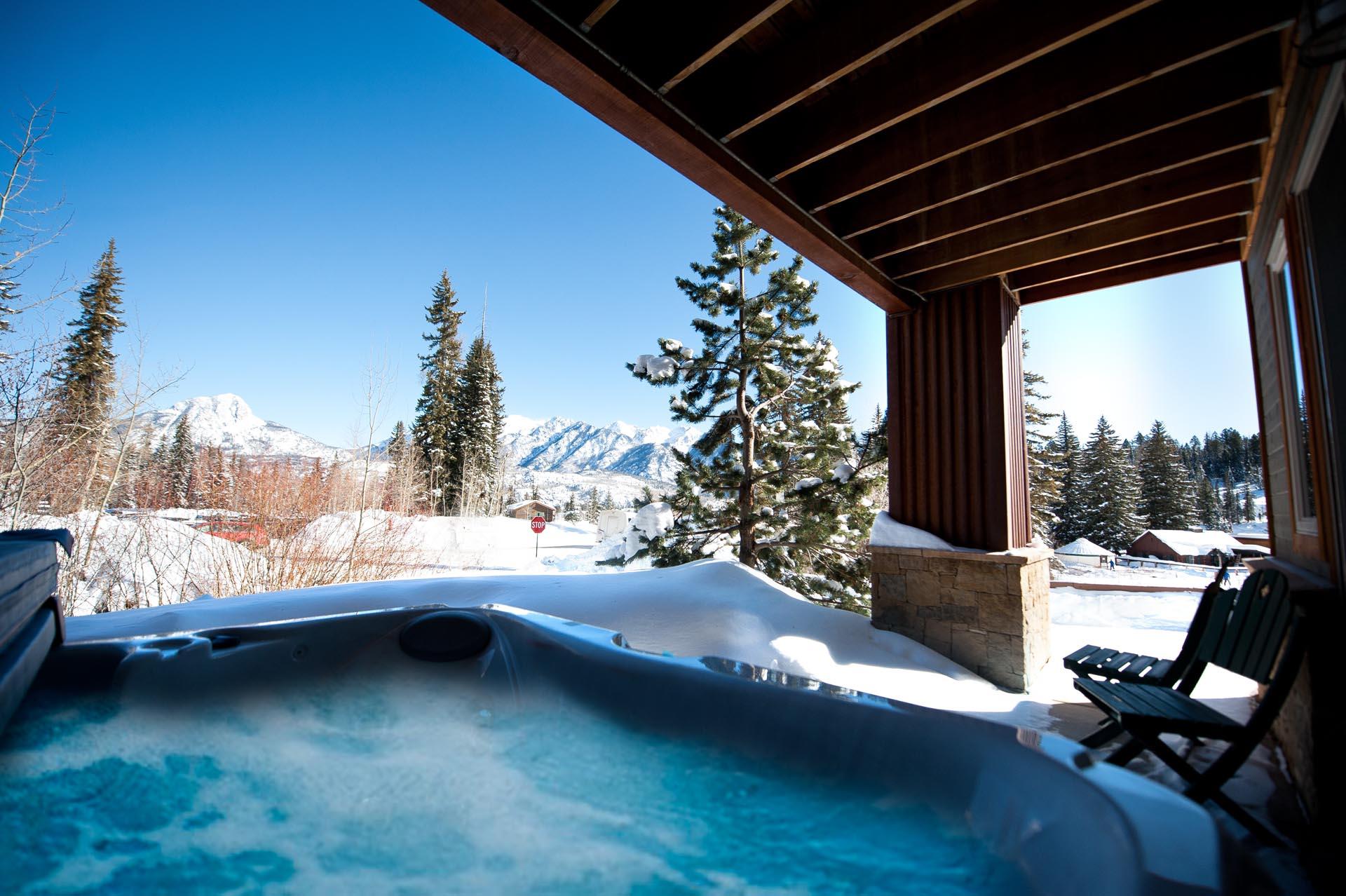 Private hot tub  with mountain views