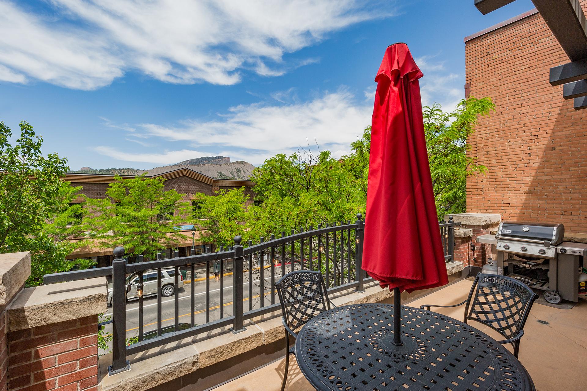 Deck overlooking historical Main Ave.  Views of Smelter Mountain