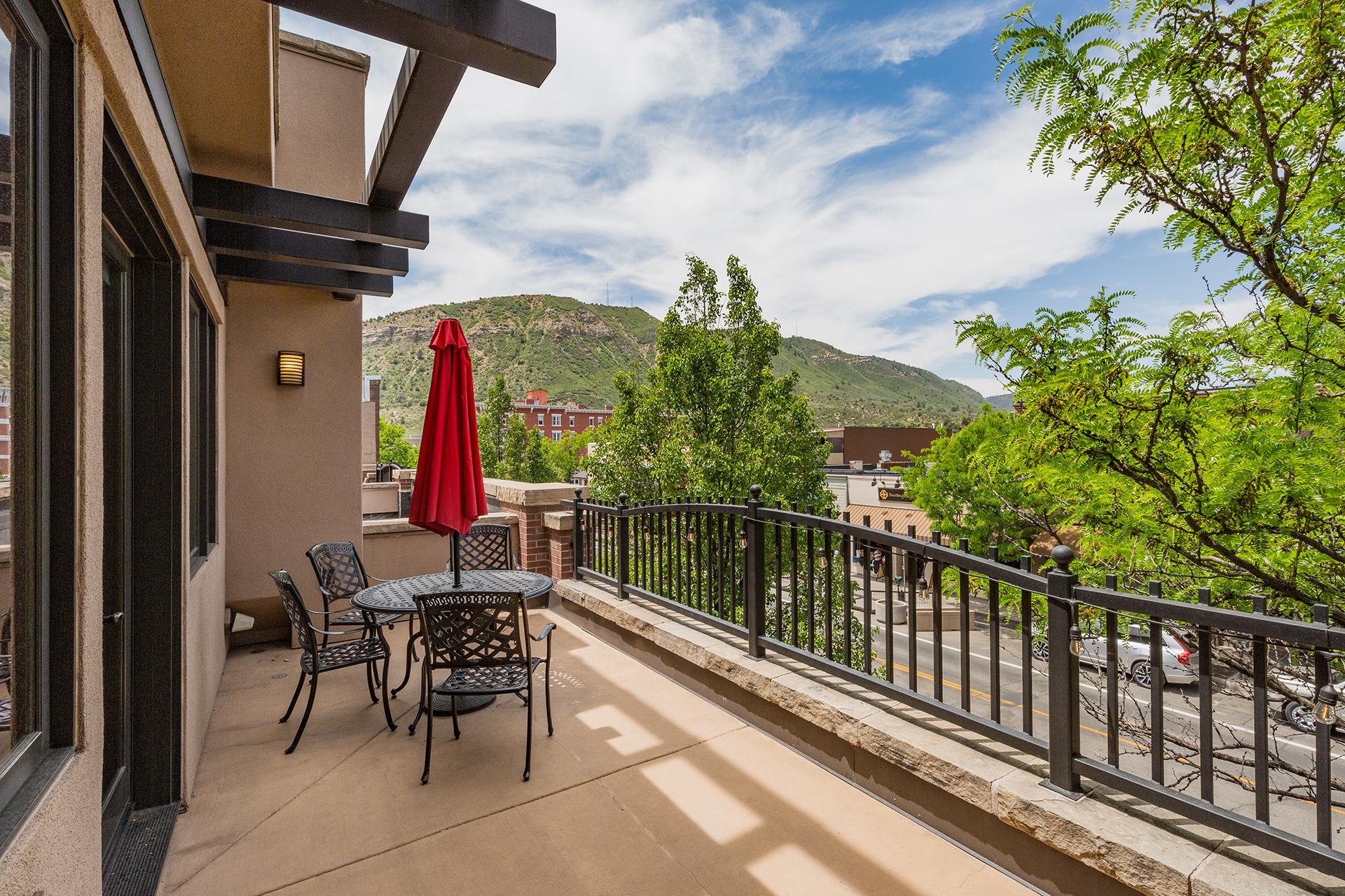 Deck overlooking historical Main Ave.  Views of Smelter Mountain