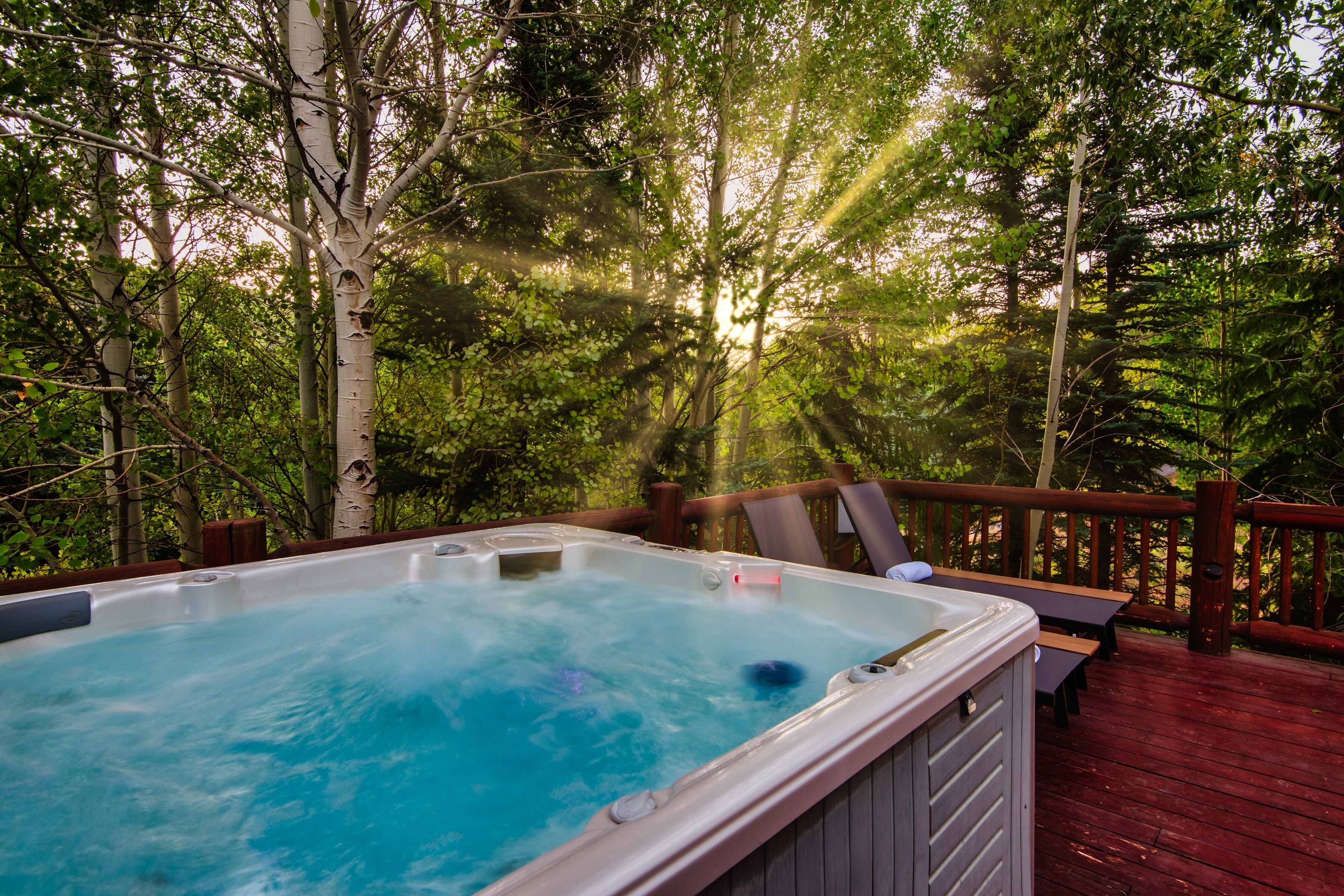 Take a dip in the jacuzzi and soak up your serene surroundings.