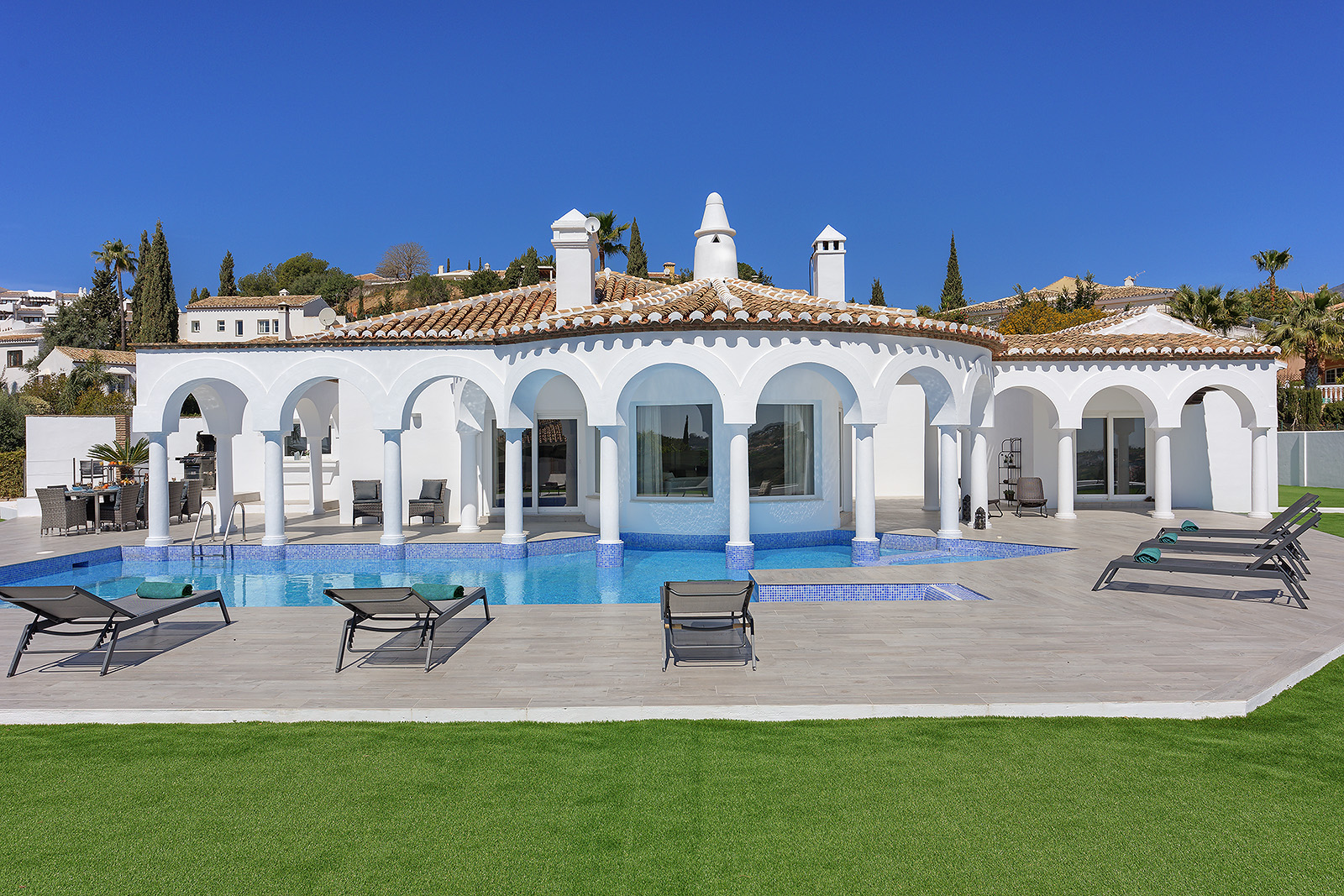 Property Image 1 - Designer Villa with Luxe Pool Terrace, Large Lawn & Trampoline