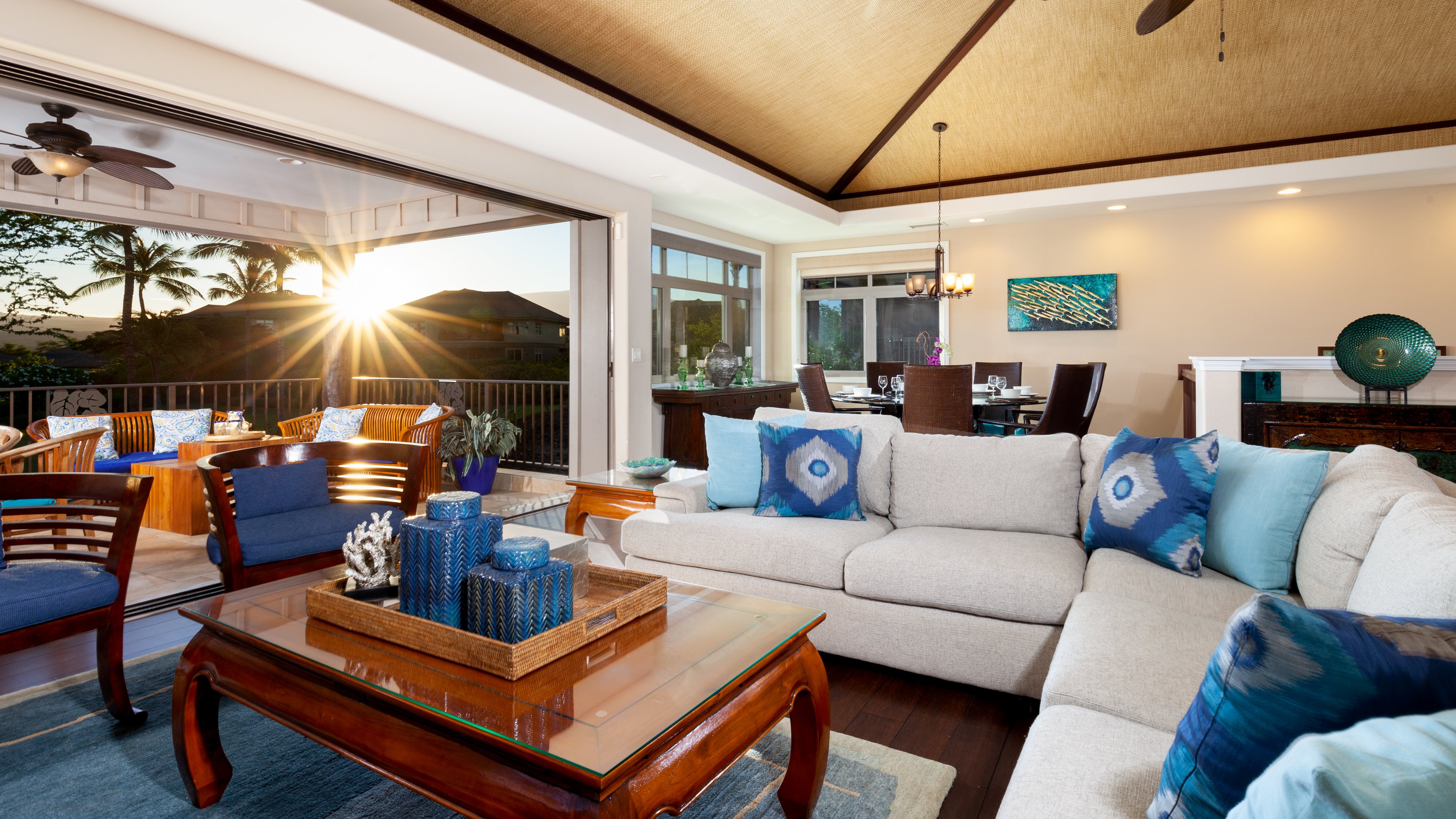 Plenty of seating with open concept to the lanai