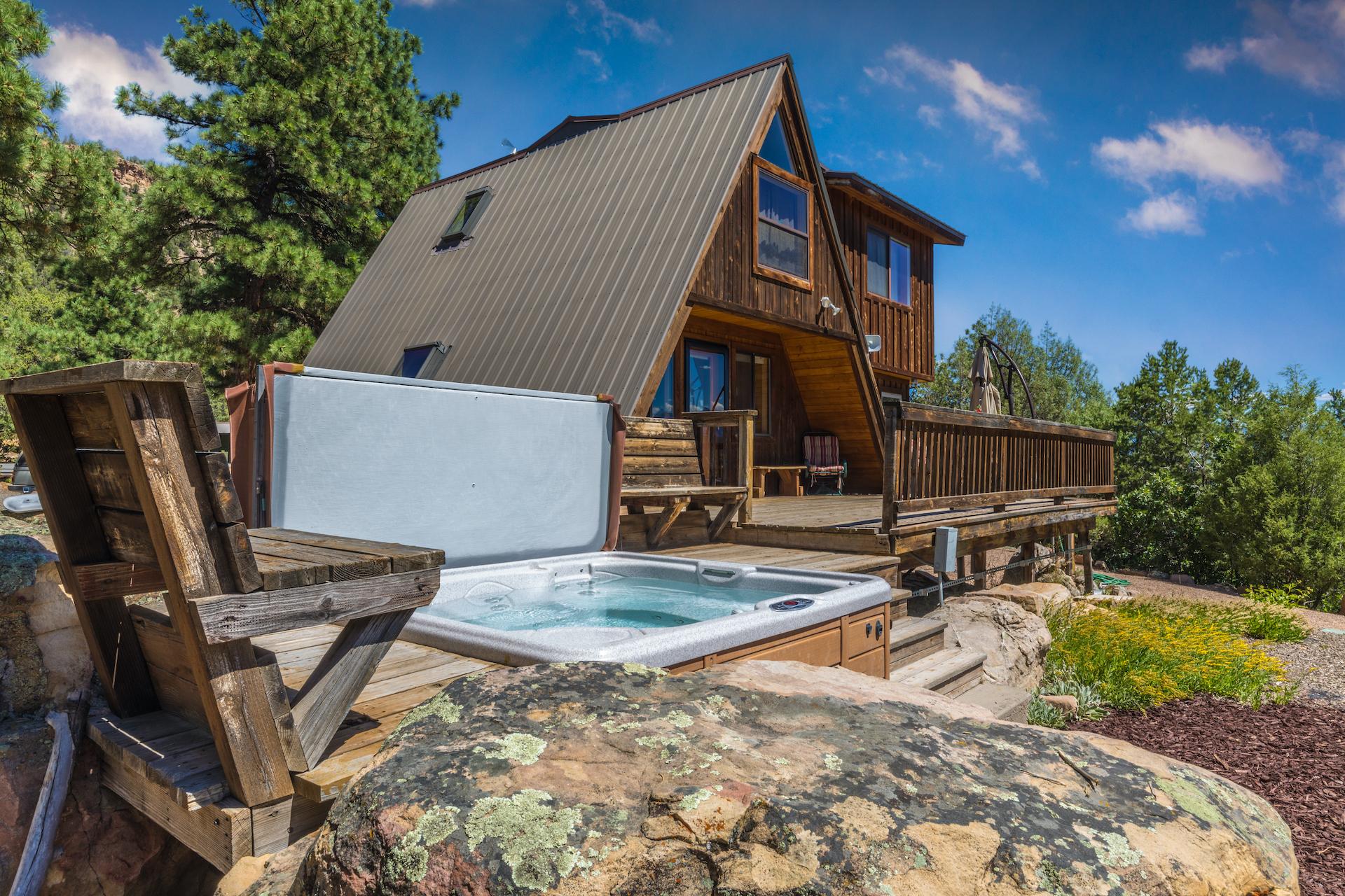 A Frame Cabin with Hot Tub