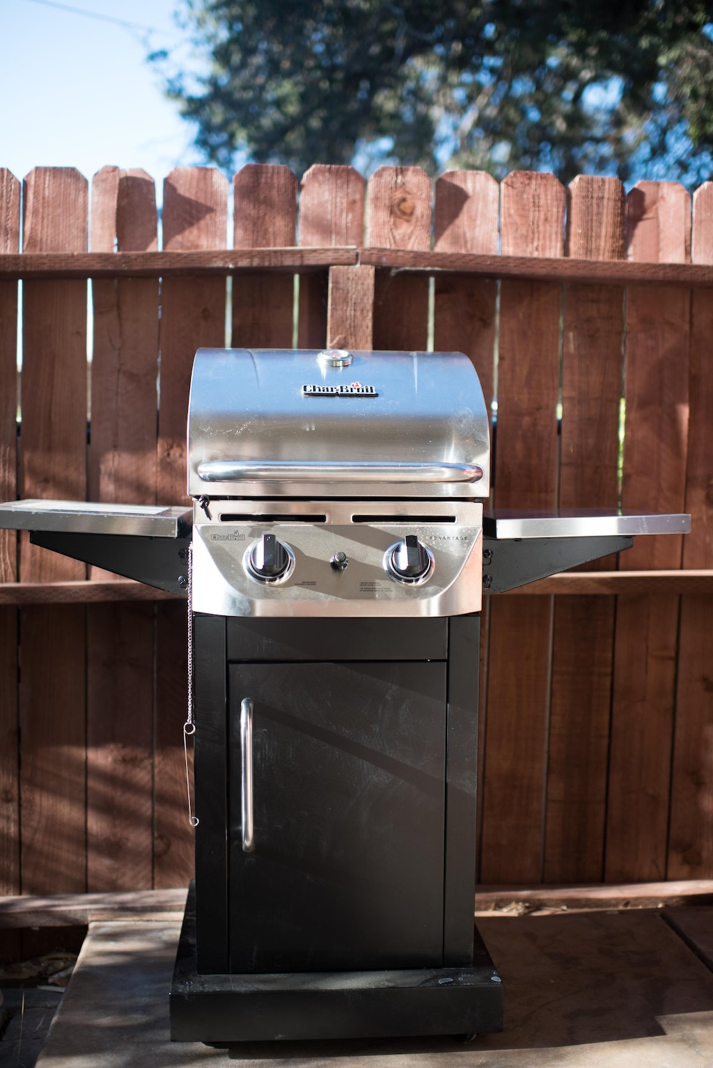 BBQ on front patio just outside the main entry