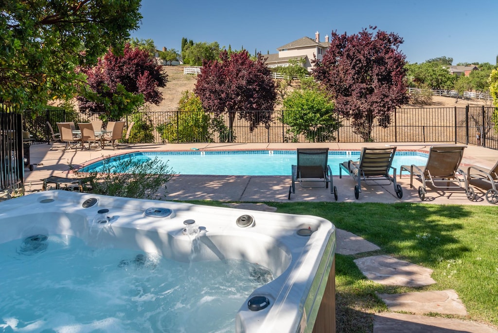 Relax in the hot tub while star gazing at night