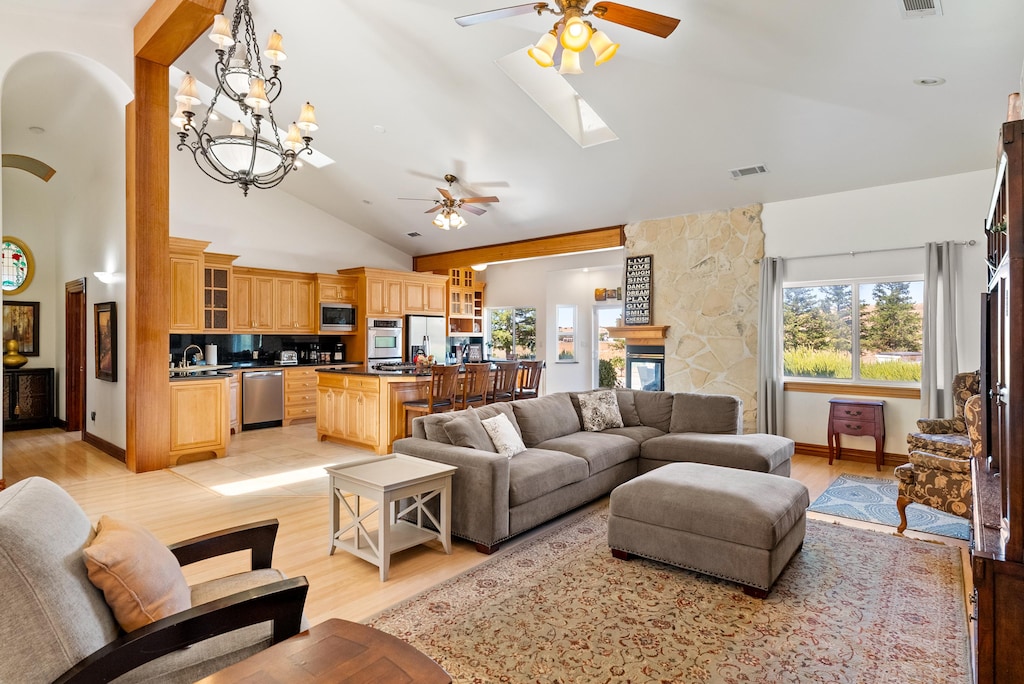 The Living Room Connects to the Large Kitchen in an Open Concept