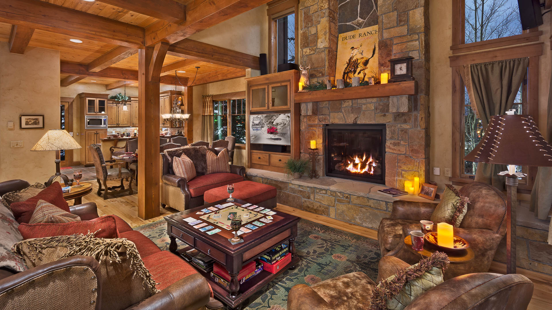 Great room with fireplace