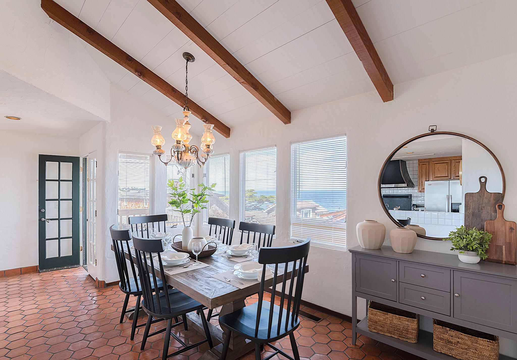 Dining Area with Bay Views, Vaulted Ceiling