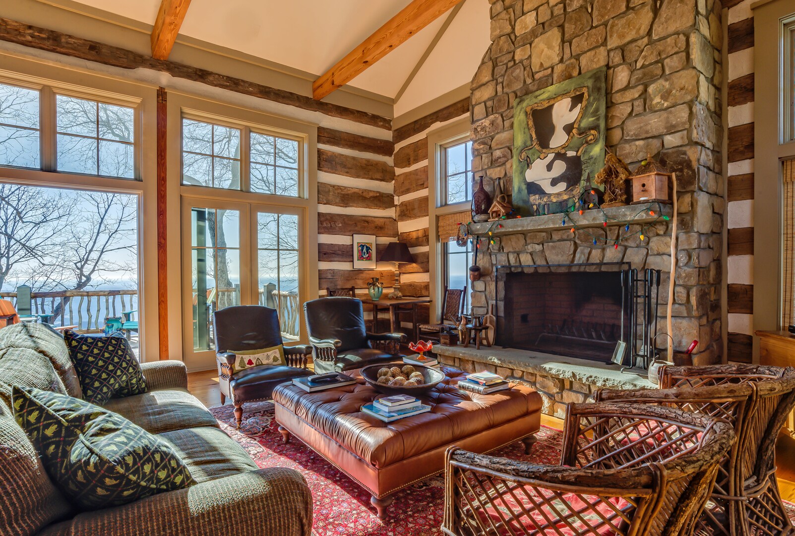 Stunning Luxurious Stone and Log Home with Charming Character