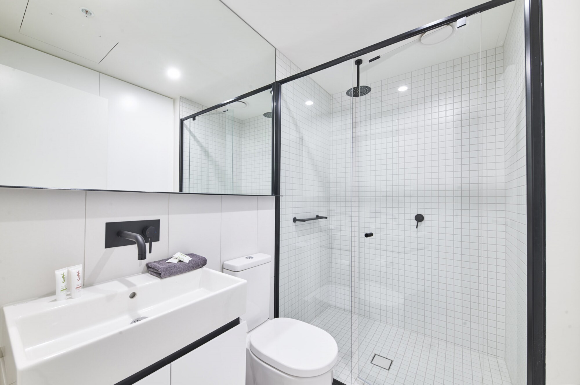 Stylish bathroom with a double shower