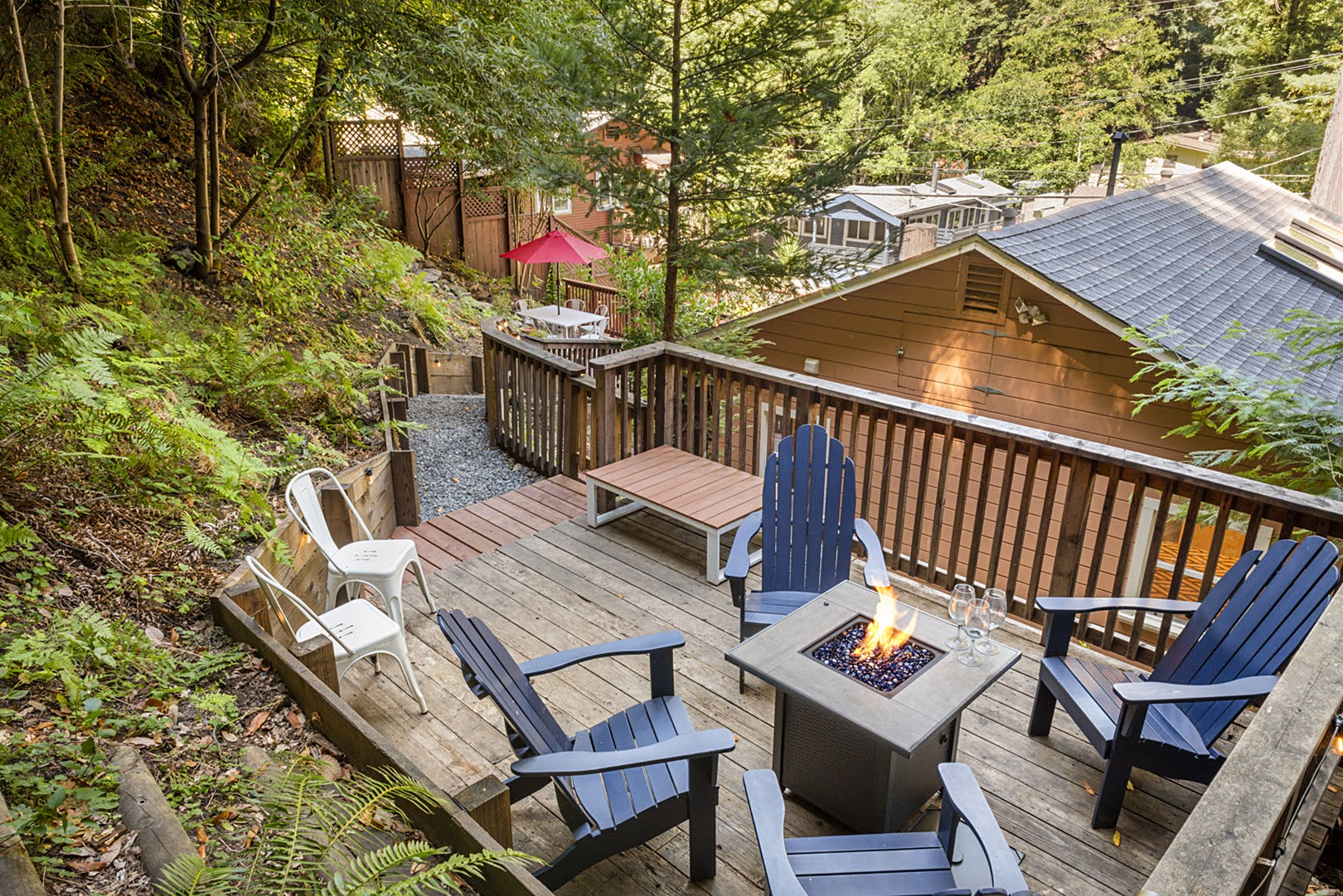 Hang out at the upper deck and firepit.