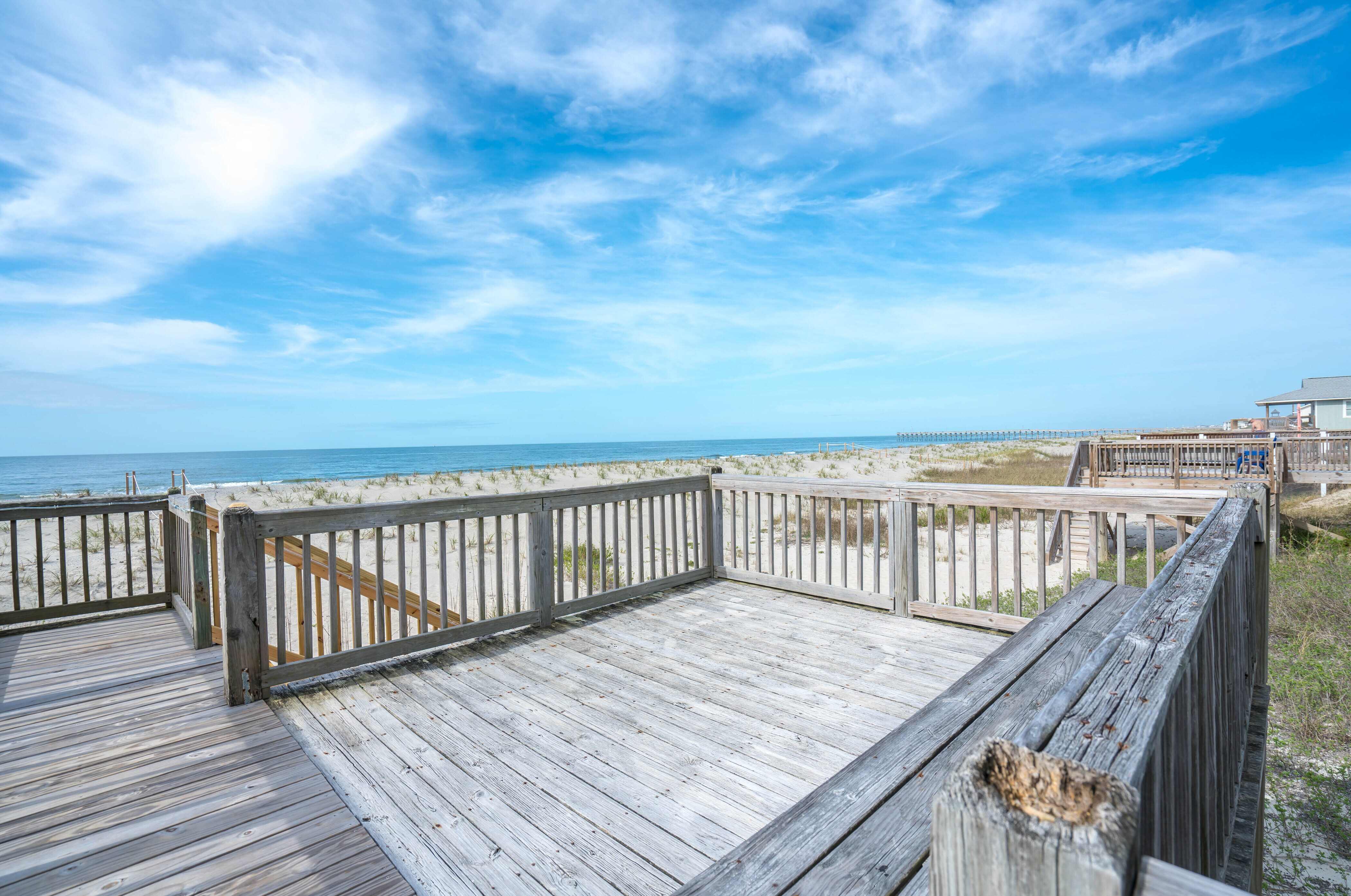 Private Boardwalk with Built-In Seating Overlooking Ocean Crest Pier