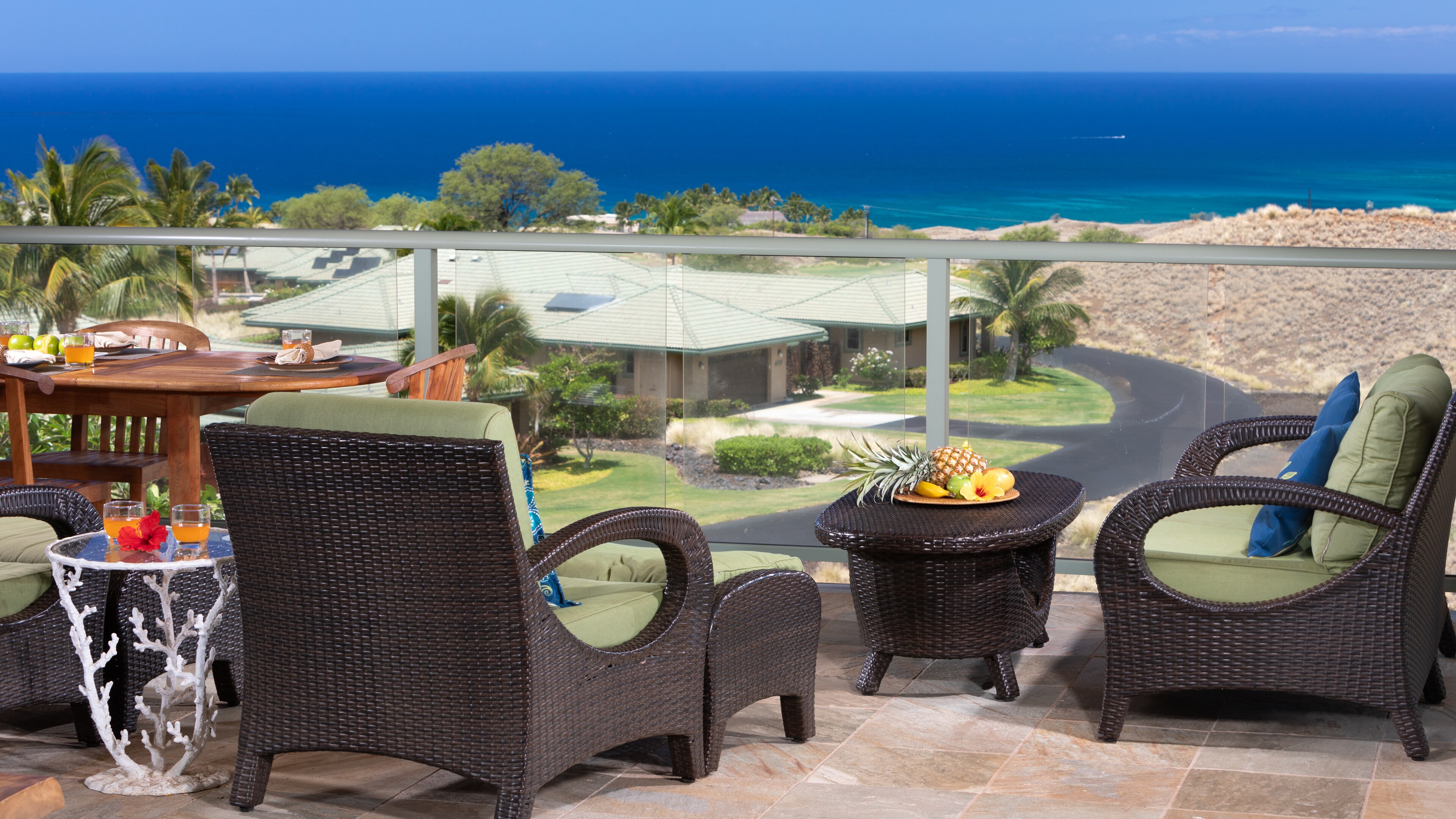 Relax days away on lanai overlooking the Beautiful Ocean.