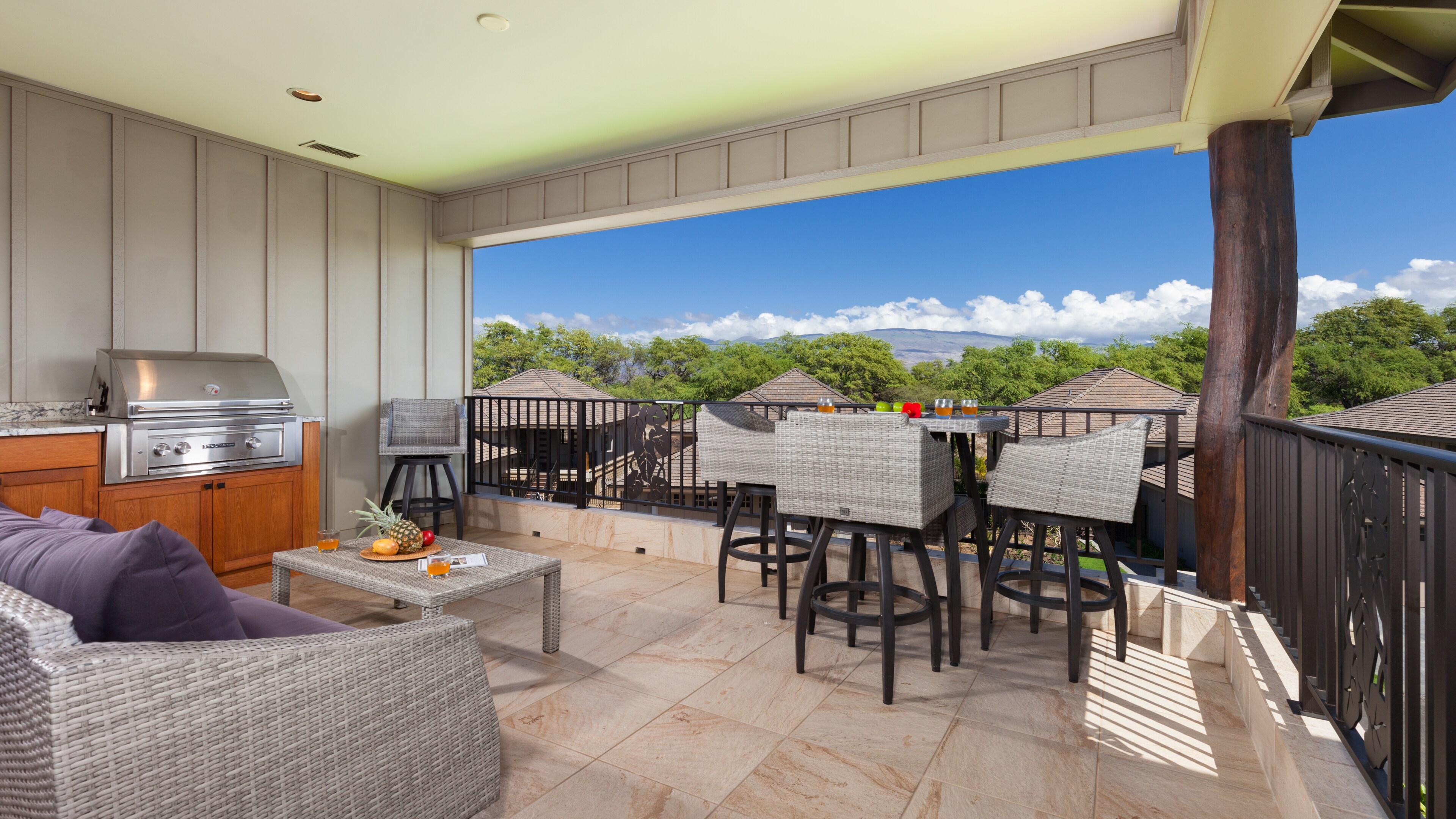 Welcome to Hawaiian Bliss in the beautiful KaMilo community at the Mauna Lani resort - Outdoor living on covered lanai with private grill